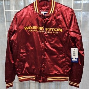 NWT NFL Studded Washington Football Team Old School Satin Bomber Jacket